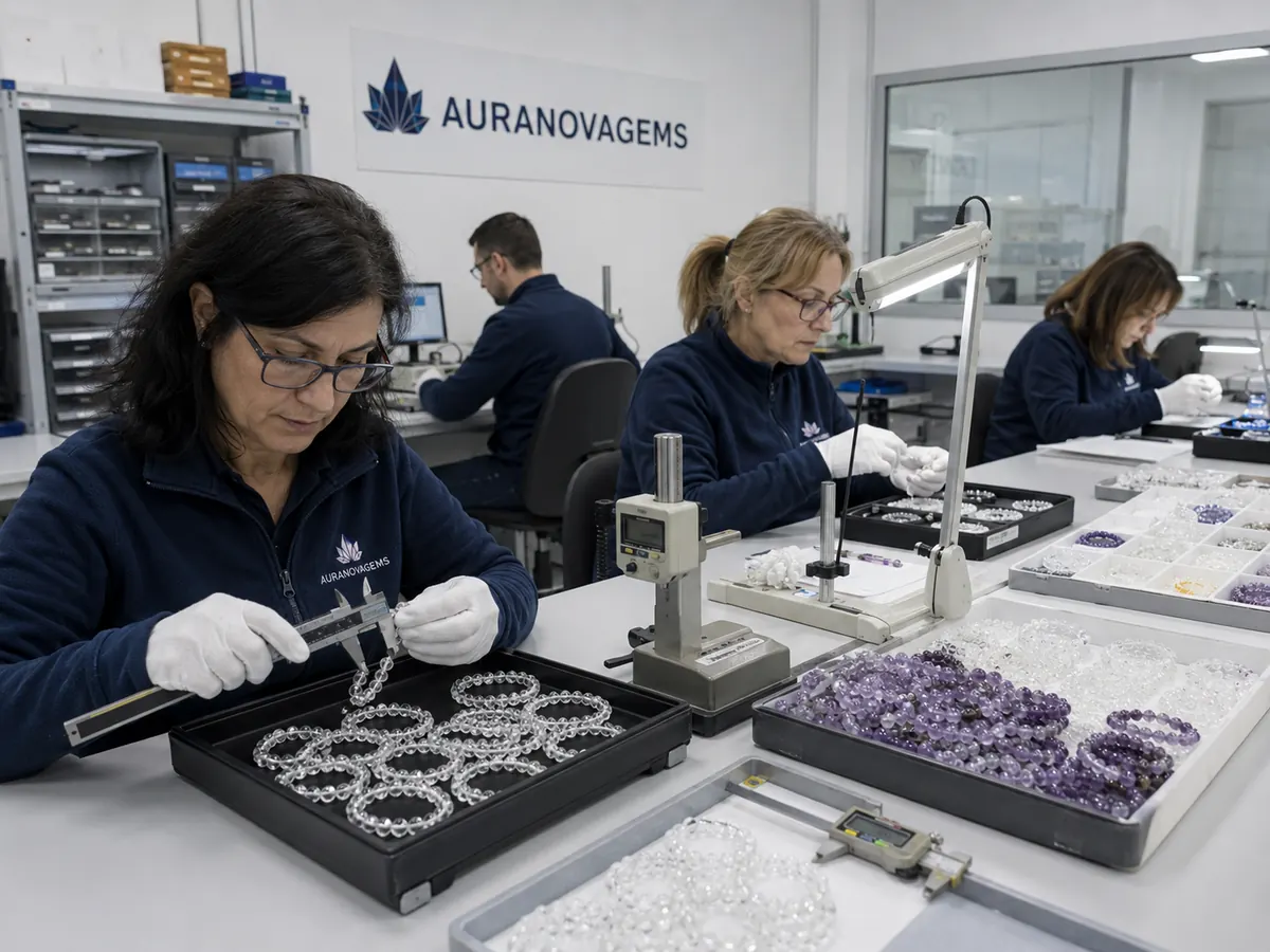 Illustrative crystal bracelet measurement and quality-control process