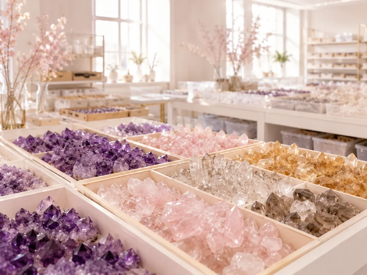 Natural crystal raw stone sorting area
