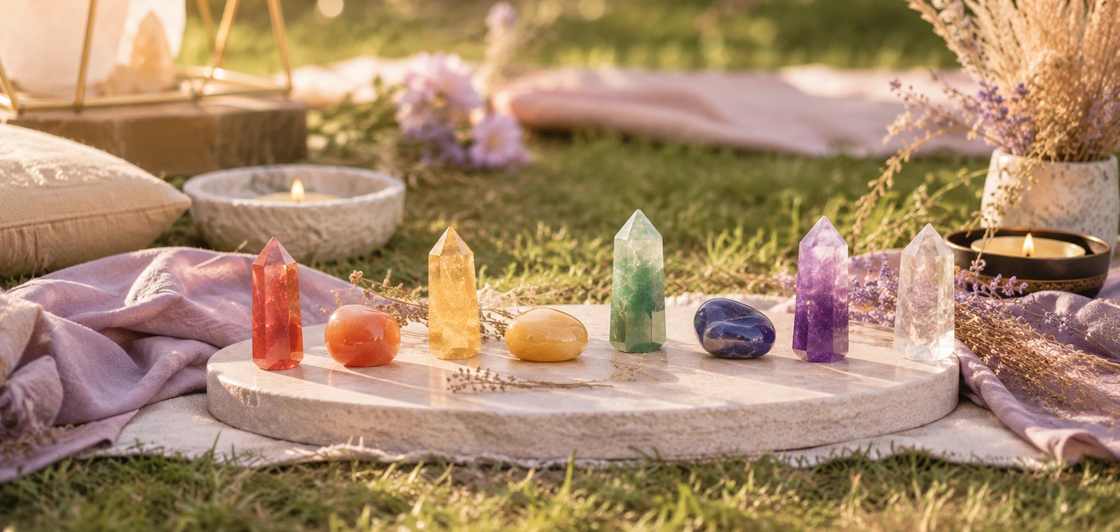 Assorted healing crystals in Aura Nova Gems style