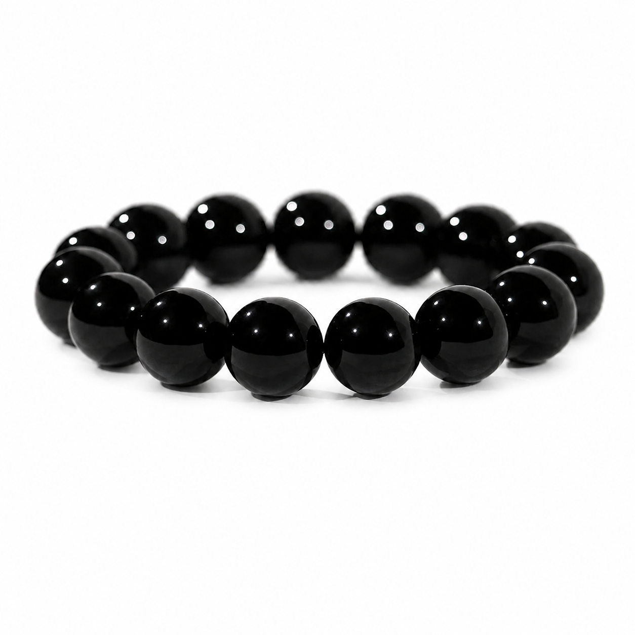 Natural black obsidian bead bracelet